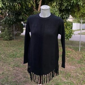 Estrna Jane Long Sleeve Sweater Fringe Bottom Size S NWT